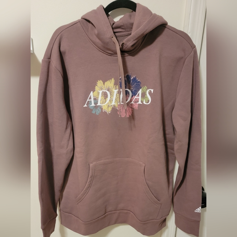 Adidas Dusty Rose Hoodie with Multicolor Floral Logo